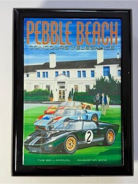 Pebble Beach Black Framed Automotive Jewelry Organizer with Multicolor Print